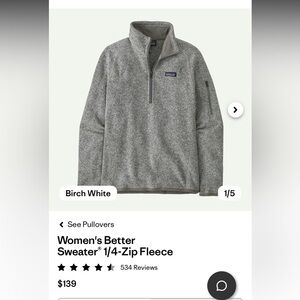 Patagonia Women’s Better Sweater 1/4 Zip Fleece – Gray (Size M)
